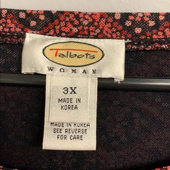 Beautiful Talbots Patterned Pullover  crew neck Top  Black Maroon Nylon, 3X  EUC - Picture 2 of 5